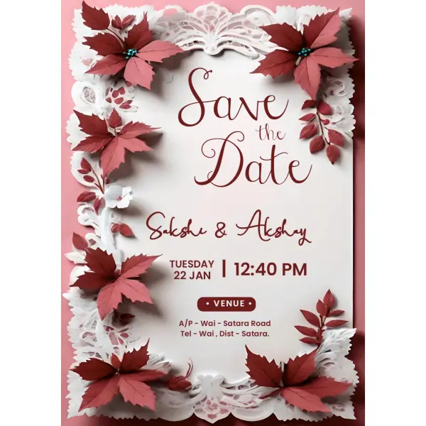 AI Generated Background English Wedding Invitation Digital Card