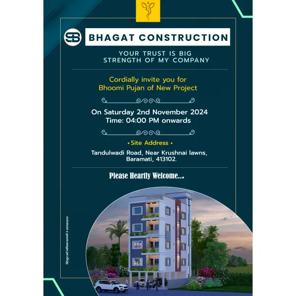 Bhumi Pujan New Project Invitation Design in English | Real Estate Event Invite 2026