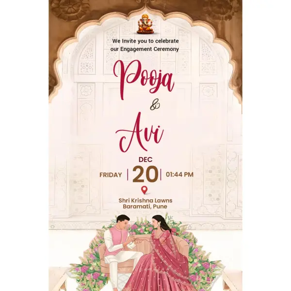 Customize Engagement Invitation English Vector Design