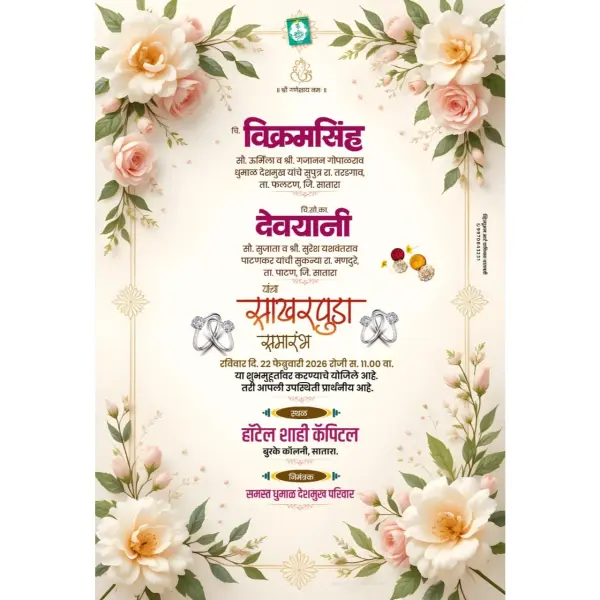 Customized Online Elegant Engagement Ceremony Marathi Design 2026