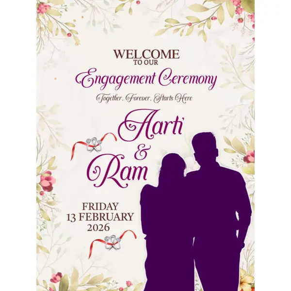Engagement Ceremony Welcome Standee Banner Design in English 2026