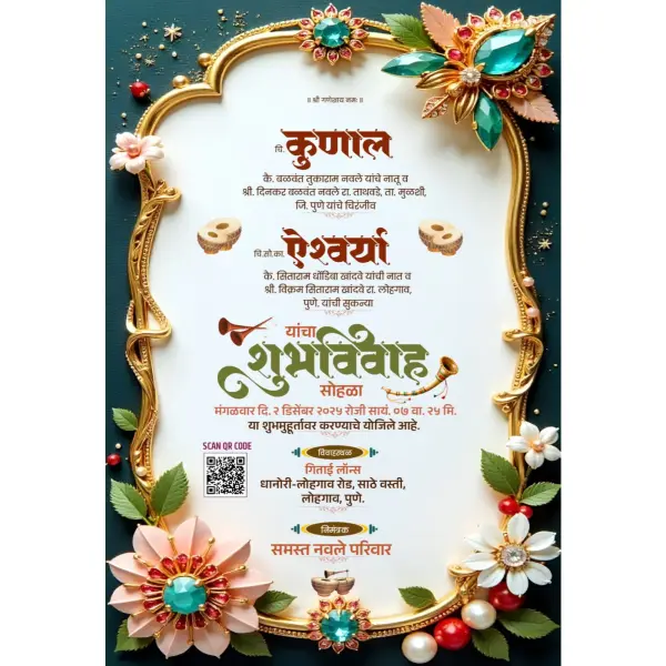 Marathi Custom 3D Type Wedding Invitation Design 2026