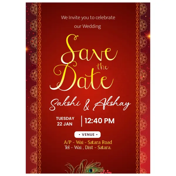 Online Modern Red Save The Date Invitation Design in English 2026