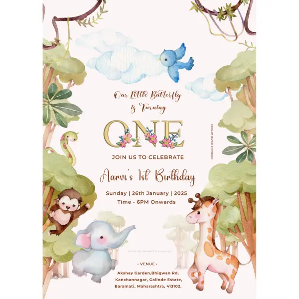 Professional Kids First Birthday Invitation Design in English | Birthday Invite Card 2026