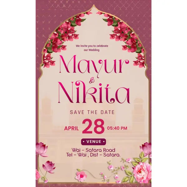 Wedding Ceremony Invitation Card of Modern Hindu Family in English